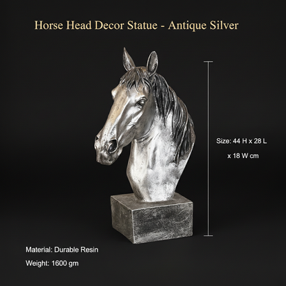 Horse Head Decor Statue - Antique Silver
