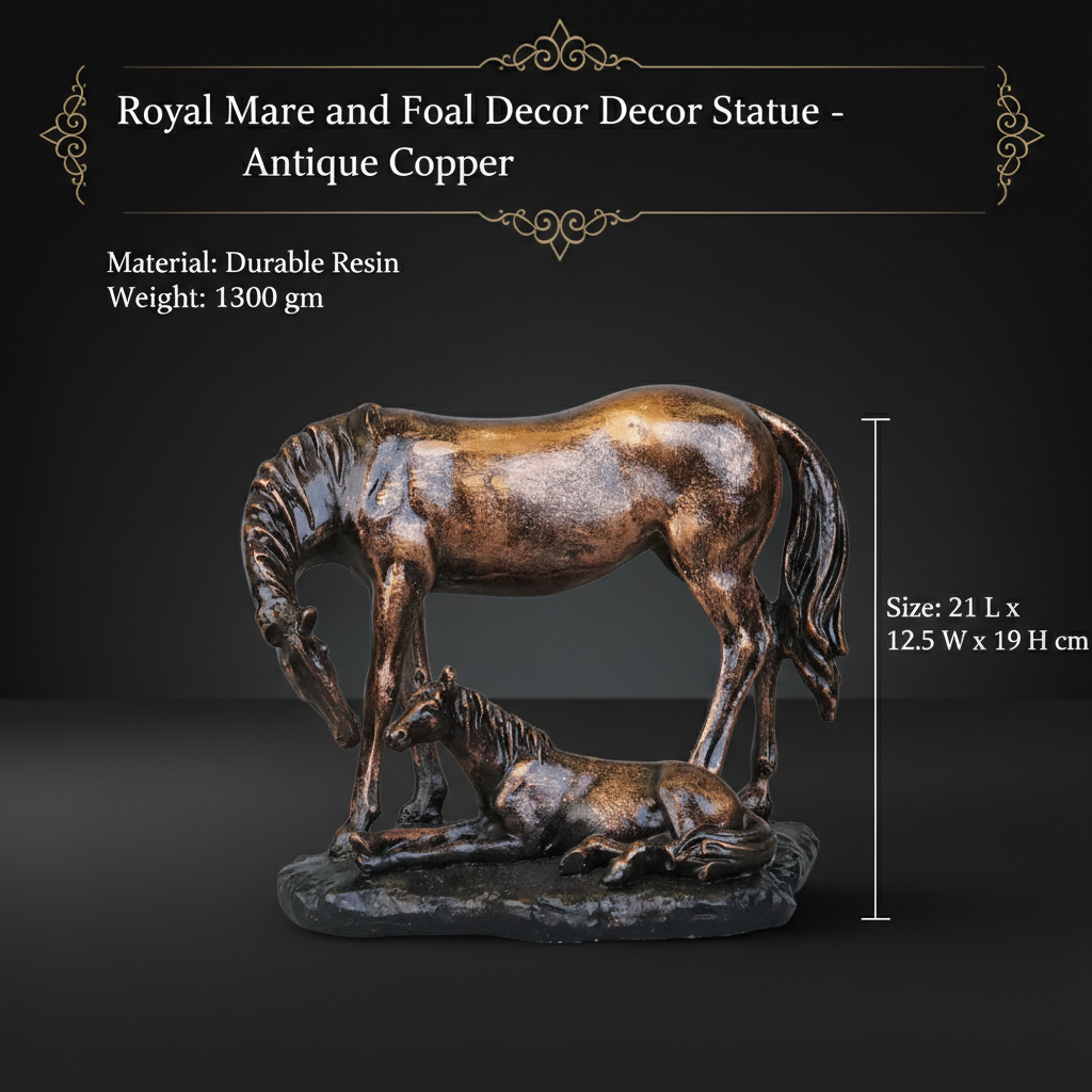 Royal Mare and Foal Decor Statue - Antique Copper