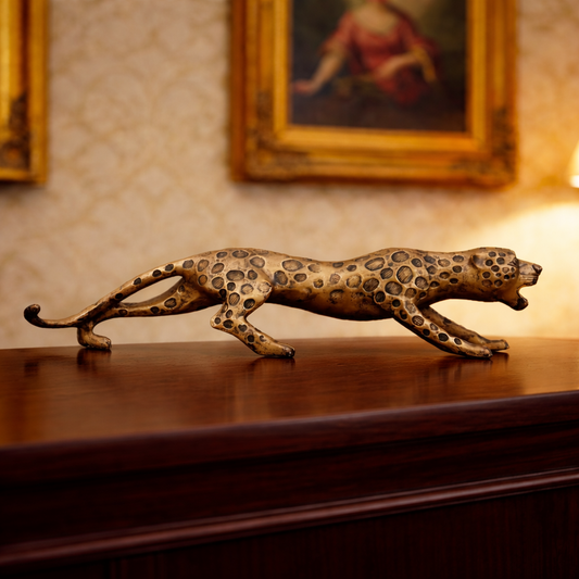 Leopard Decor Statue - Antique Copper