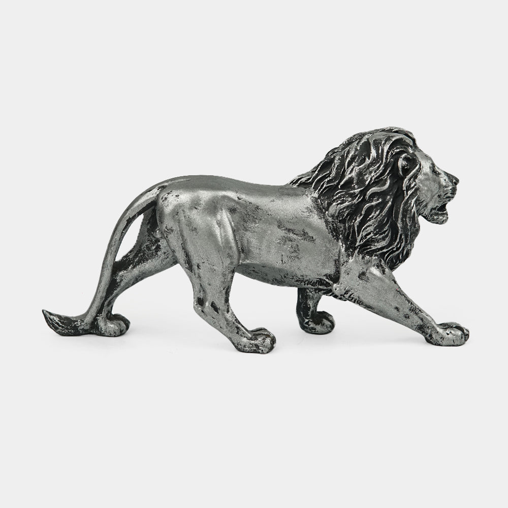 Majestic Stalking Lion Decor Statue-antique silver