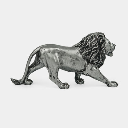 Majestic Stalking Lion Decor Statue-antique silver