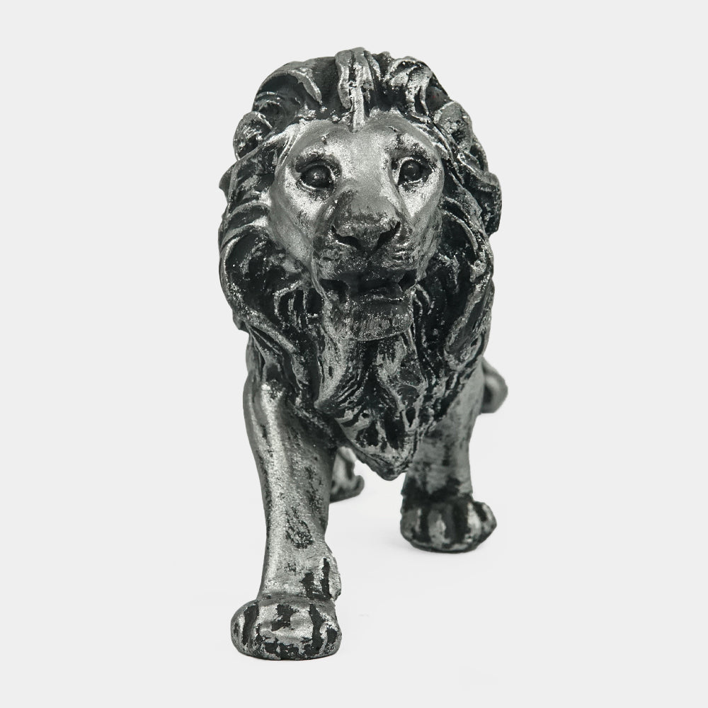 Majestic Stalking Lion Decor Statue-antique silver