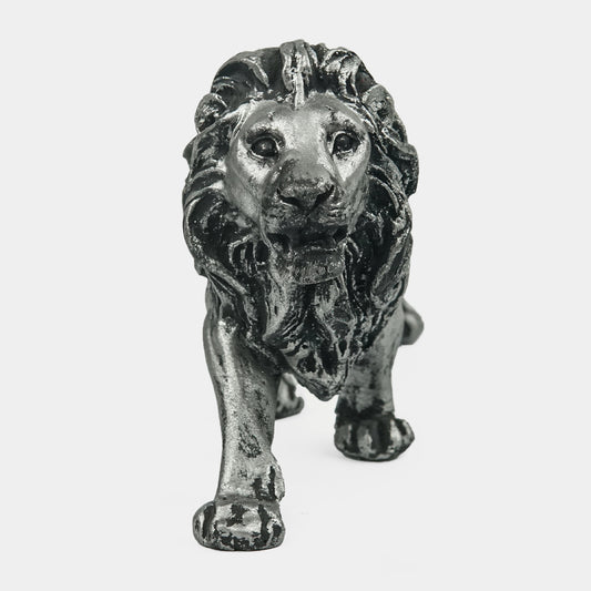 Majestic Stalking Lion Decor Statue-antique silver